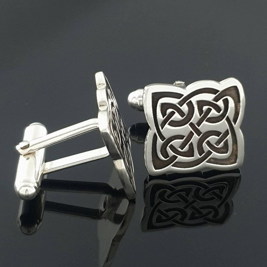 Celtic Knot Cufflinks Sterling Silver Cufflinks Irish Etsy