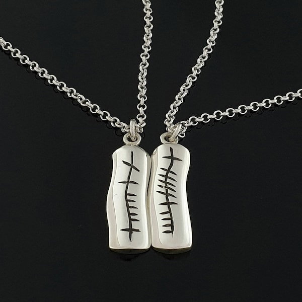 Ogham Soul Mate Necklace Set | Sterling Silver Anam Cara Ogham Pendant Set | Matching Sets | Irish Jewelry | Designed and Made in Ireland |