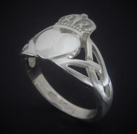 Sterling Silver Claddagh Ring- Silver Claddagh Ring - Unisex Claddagh Ring - Trinitity Knot Claddagh Ring - Irish Claddagh