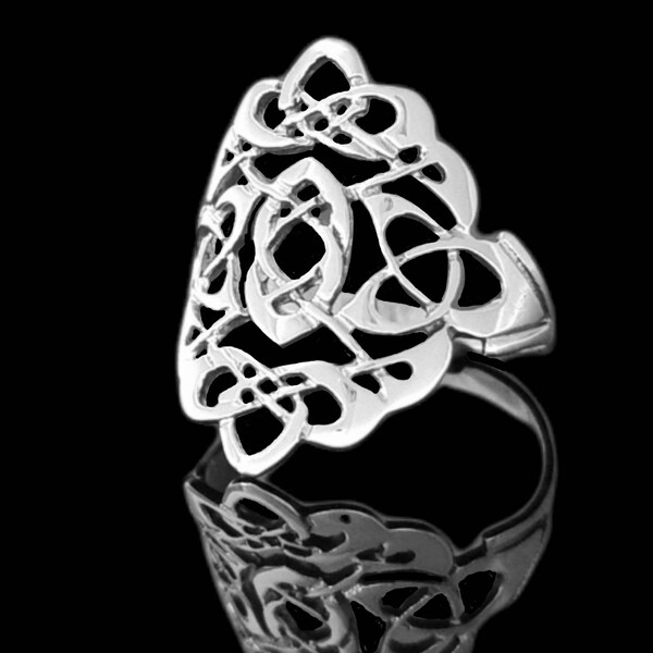 Anneau de noeud celtique contemporain | Bague celtique en argent sterling | Anneau Web celtique irlandais | Anneau de noeud celtique | Conçu et fabriqué à la main en Irlande