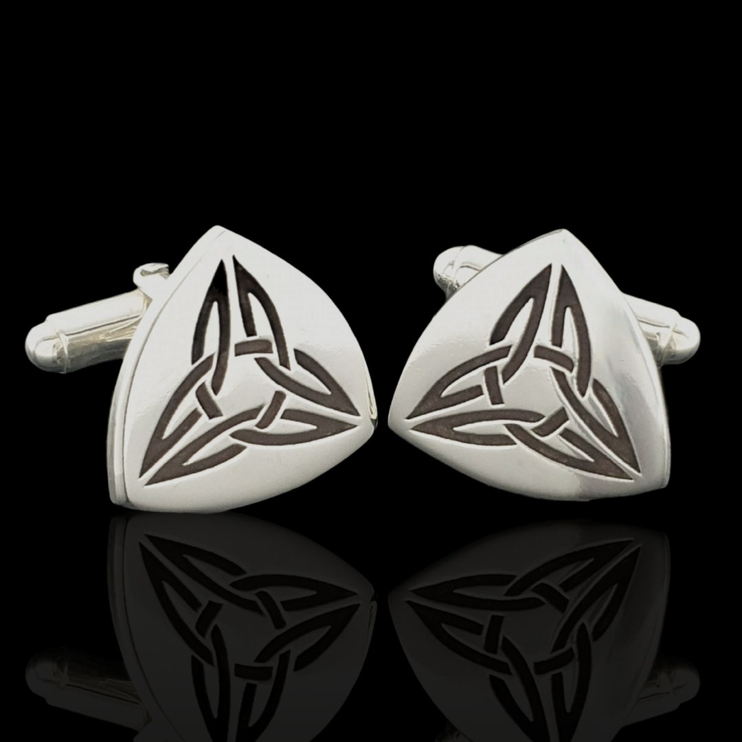 Sterling Silver Trinity Knot Cufflinks Etched Cufflinks Etsy