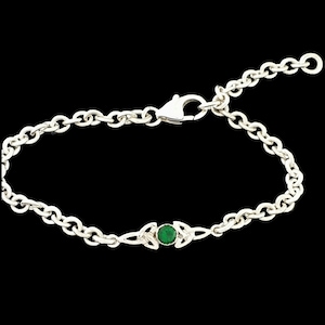 Sterling Silver Tiny Double Trinity Knot Bracelet | Celtic Gemstone Bracelet | Trinity Knot Bracelet | Irish Jewelry | Worldwide Delivery