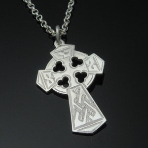 Handcrafted Sterling Silver Celtic Cross | Wide Celtic High Cross | Silver Cross | Irish Christian Jewelry | Designed and Made in Ireland