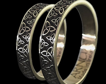 Trinity-Knoten-Hochzeitsring | Dreifachknoten Keltischer Ring | Einzigartiger keltischer Ring | Silberner irischer Ehering | Entworfen und handgefertigt in Irland