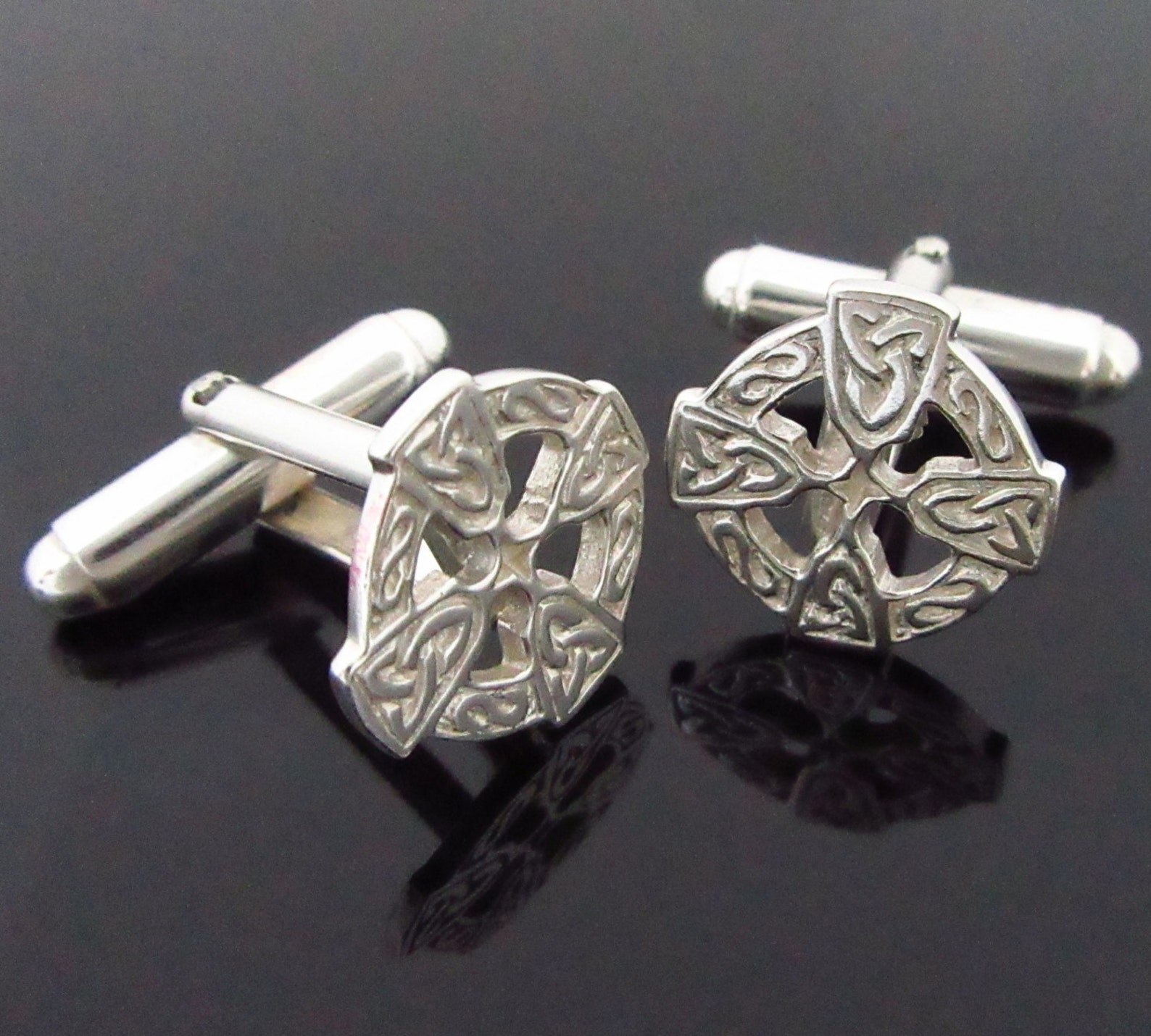 Celtic Cross Cuff Links Sterling Silver Cufflinks Designed Etsy