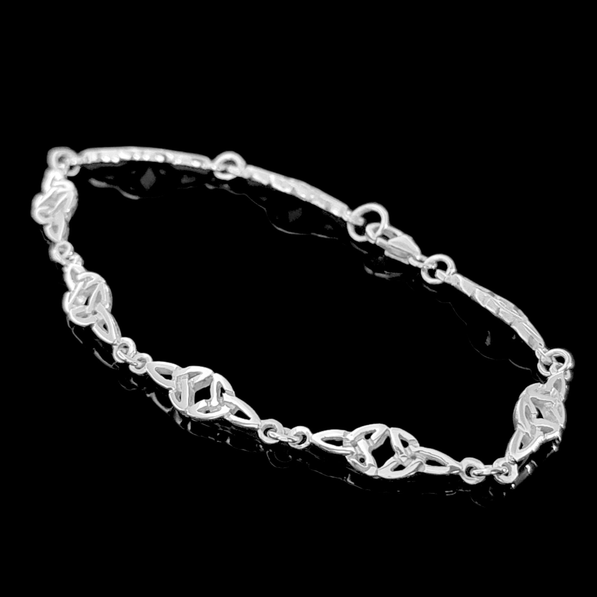 Double Trinity Knot Bracelet Sterling Silver Celtic Bracelet Etsy