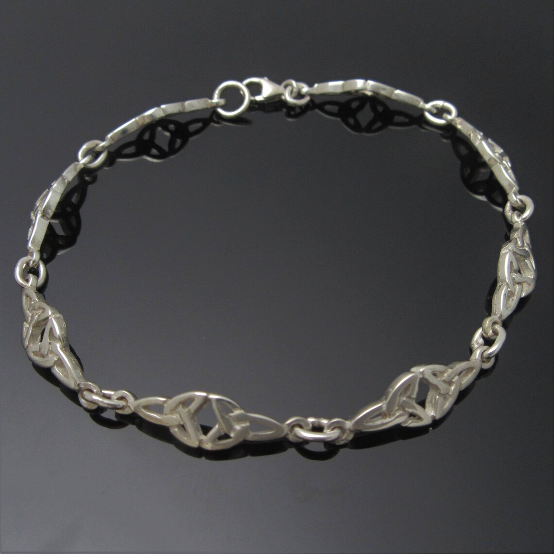 Double Trinity Knot Bracelet Sterling Silver Celtic Bracelet Etsy