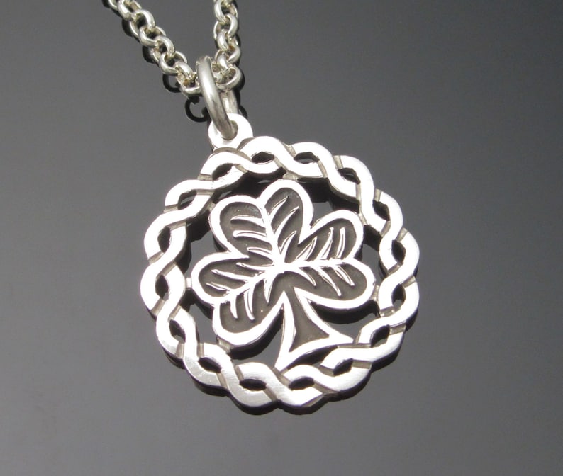 Sterling Silver Shamrock Pendant Celtic Knot Shamrock Pendant Insured Worldwide Shipping Handmade in Ireland Irish Shamrock pendant