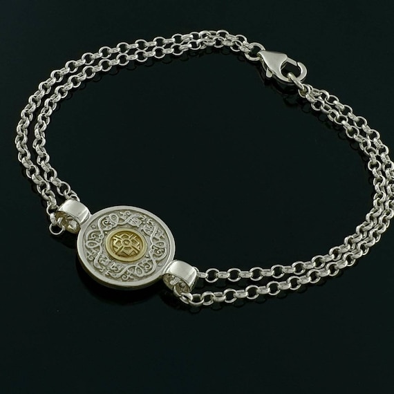 Celtic Shield Bracelet | Sterling Silver & 10k Solid Gold  Celtic shield bracelet - 7 1/4 inch long main image 0