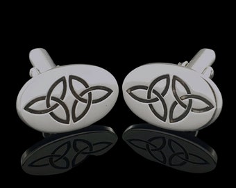 Oval Double Trinity Knot Cufflinks | Sterling Silver Cufflinks | Mens Irish Jewelry | Designed and Made in Ireland | Free Worldwide Shipping