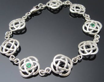 Pulseira com Nó Celta Esmeralda | Pulseira Irlandesa Exclusiva | Desenhada e Fabricada na Irlanda | Livre de Tarifas nos EUA