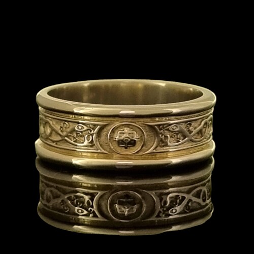 Celtic Shield Ring | 9mm Celtic Warrior Ring with 2mm Round Trim | Unique Celtic Wedding shops Band | Designed and Made in lreland | Free Delivery