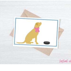 Dog thank you card, INSTANT DOWNLOAD  birthday, blank inside, greeting card, di