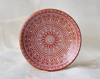 Ring Holder - Boho wedding - Unique handmade gifts for women - Terracotta mandala polymer clay jewelry / trinket dish