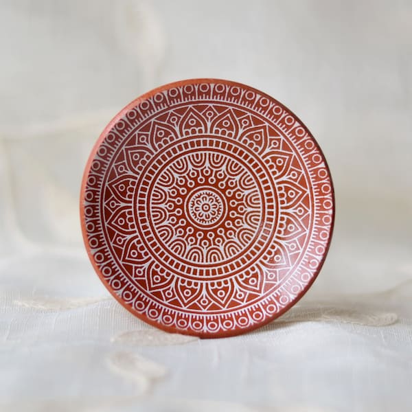 Ring Holder - Boho wedding - Unique handmade gifts for women - Terracotta mandala polymer clay jewelry / trinket dish