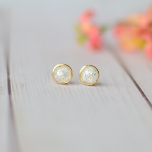 Quartz stud earrings April birthstone jewelry Sterling silver / Gold filled crackle quartz post earrings Birthday gifts for women image 4
