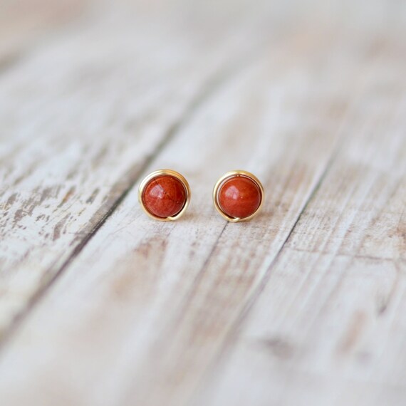 Red jasper cheap stud earrings