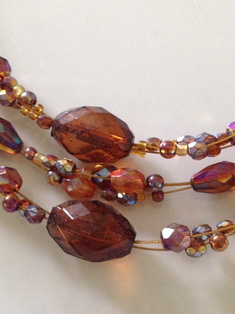 Triple strand beaded wire necklace Copper wire necklace TBFB1504 Copper jewelry copper necklace Copper Beads Wire necklace.Wire jewelry
