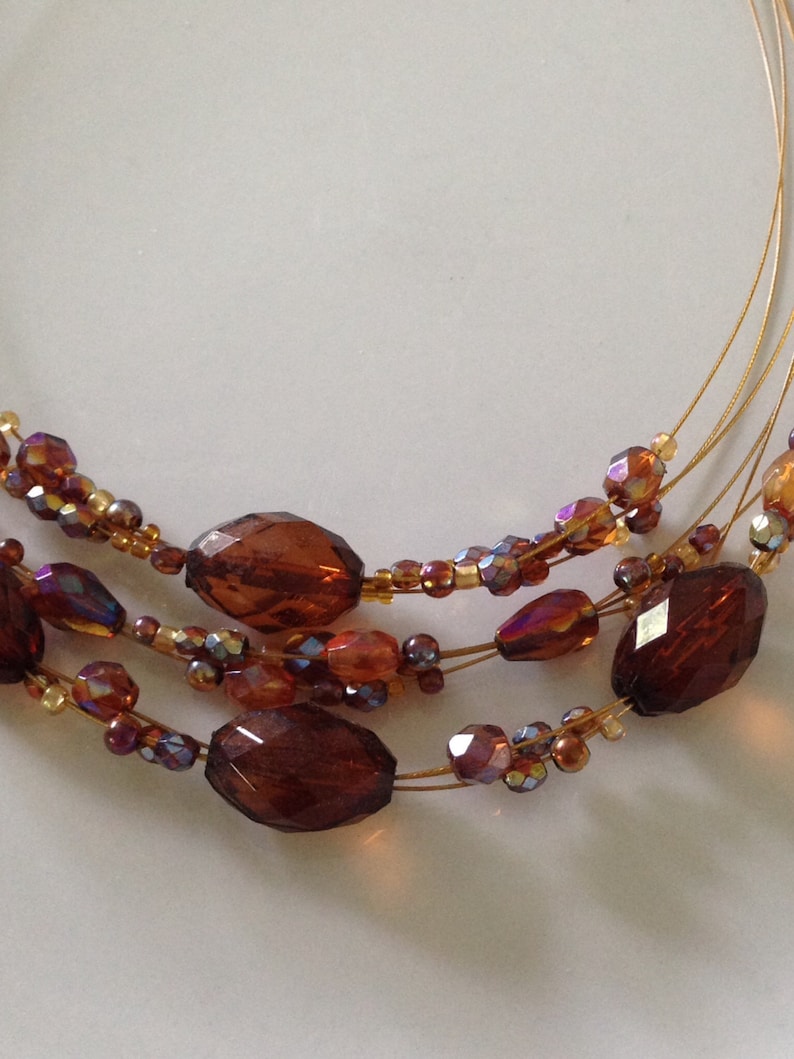 Triple strand beaded wire necklace Copper wire necklace TBFB1504 Copper jewelry copper necklace Copper Beads Wire necklace.Wire jewelry