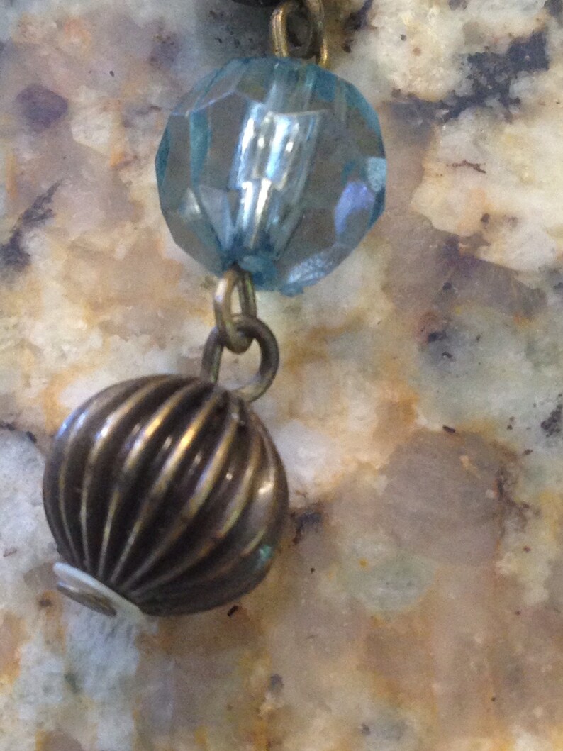 Copper beads Blue earrings Blue bead and copper earrings Dangles TBFB0801 Blue jewelry Dangly earrings Copper earrings.Copper jewelry