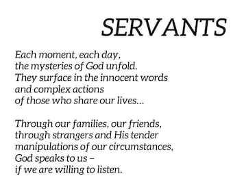 SERVANTS - Digital download - ORIGINAL Christian writing by Deborah Martin - NEW formatting - can be framed for display