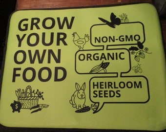 GROW YOUR FOOD/15in Laptop Sleeve/faux fur lining/resistant to water oil heat/lightweight/use for storing seeds or fragile pictures & books