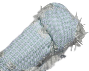 Ocean Blue and White Plaid Knot Tweed Headband by Kate Stoltz