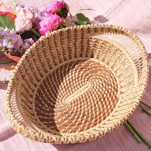 Pine Needle Haida Handwoven Basket with Handles / 3 Sizes