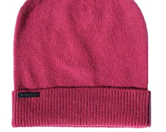 Berry Red Knit Hat Regenerated Cashmere Fibers