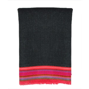Frayed Linen Napkin with Handwoven Guatemalan Textile Hem