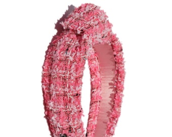 Party Pink Knot Tweed Headband by Kate Stoltz