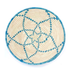 Large Alpine Harvest Blue and Beige Basket Bowl
