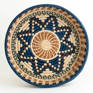 Isabela Star Basket With Navy, Green and Natural Brown Detail - Etsy