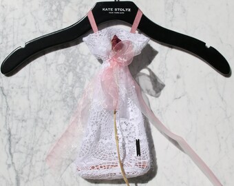 Cotton Lace with Pink Organza Ribbon Closet Sachet 1/1