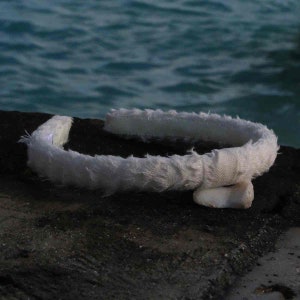 Frayed White Linen Headband hand finished with Grosgrain image 7