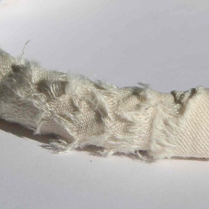 Frayed White Linen Headband hand finished with Grosgrain image 4
