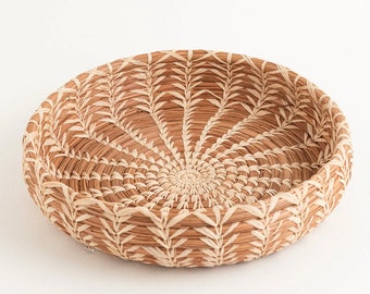 Handwoven Pine Needle and Raffia Cecelia Basket