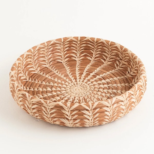 Handwoven Pine Needle and Raffia Cecelia Basket