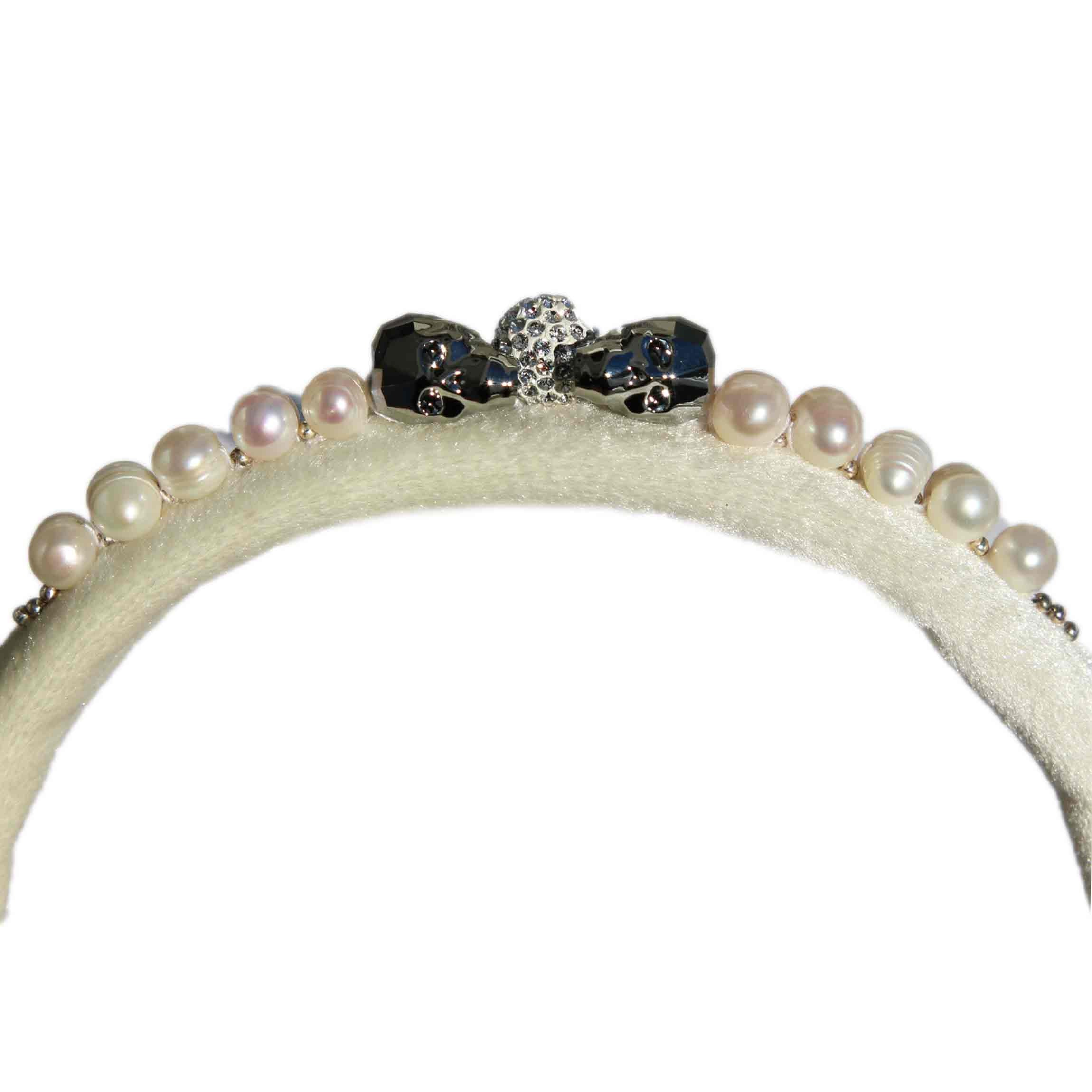 Skull and Freshwater Pearl Velvet Headband - Etsy