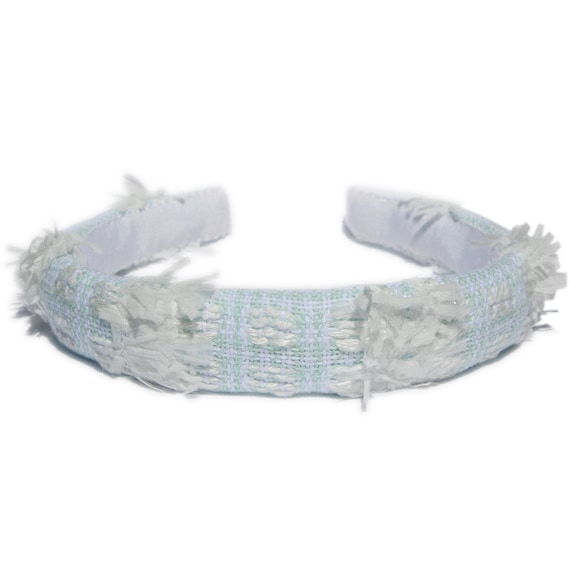 Pastel Blue and White Tweed Headband - Etsy display picture 2