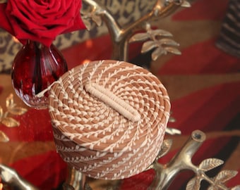 5" Handwoven Mini Storage/Cookie Basket with Lid