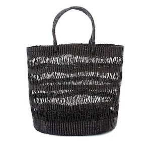 Large Beach OR Market Basket Tote with Leather Handles