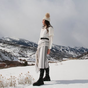 Striped Woven Cotton Fringe Skirt by Kate Stoltz/ Made to Measure image 5