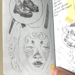 Sketchbook Zine - Alternative Art Book, Drawings, Collage, Mixed Media Journal | Pocket Sized Doodles for Inspiration | Gifts for Creatives