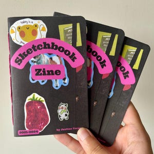Sketchbook Zine - Alternative Art Book, Drawings, Collage, Mixed Media Journal | Pocket Sized Doodles for Inspiration | Gifts for Creatives