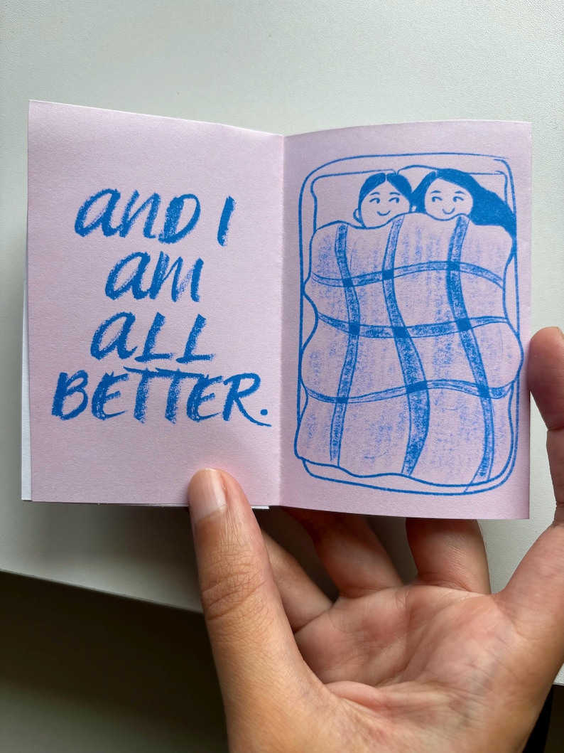 Love Sick Mini Zine: Sapphic Lesbian Romance Comic Book Gift | Long Distance, COVID Cautious, Pandemic