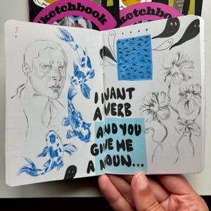 Sketchbook Zine - Alternative Art Book, Drawings, Collage, Mixed Media Journal | Pocket Sized Doodles for Inspiration | Gifts for Creatives