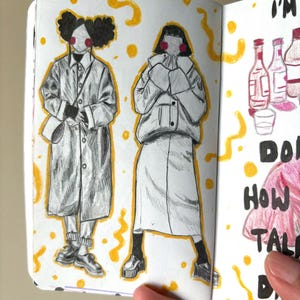 Sketchbook Zine - Alternative Art Book, Drawings, Collage, Mixed Media Journal | Pocket Sized Doodles for Inspiration | Gifts for Creatives