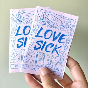 Love Sick Mini Zine: Sapphic Lesbian Romance Comic Book Gift | Long Distance, COVID Cautious, Pandemic