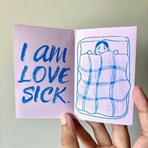 Love Sick Mini Zine: Sapphic Lesbian Romance Comic Book Gift | Long Distance, COVID Cautious, Pandemic